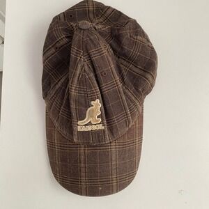 Kangol Plaid Baseball Hat Mens S/M Brown Flexfit Cap